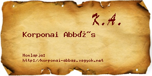 Korponai Abbás névjegykártya